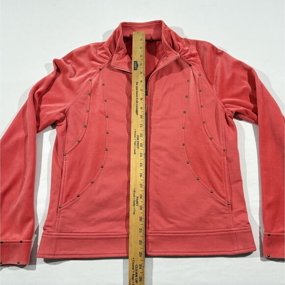 St. John Marie Pink Velour Womens Old Money Embellished Track Jacket Zip Sz S - Picture 3 of 9